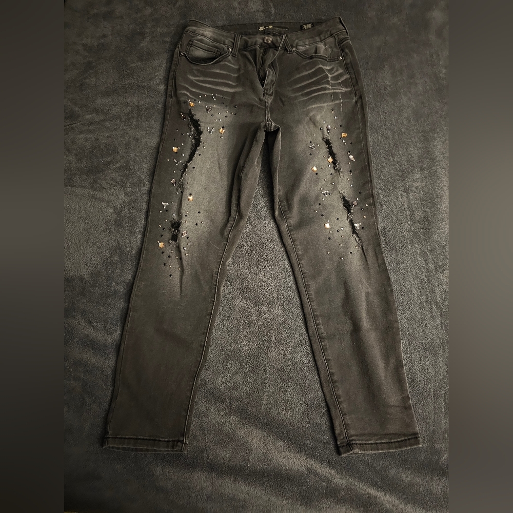 Black Seven7 Brand jeans. Black with gems. Distressed